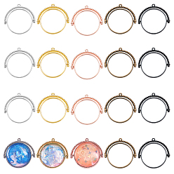 Mixed Color 20Pcs 5 Colors Alloy Open Back Bezel Pendants, Rotating Pendants, for DIY UV Resin, Epoxy Resin, Pressed Flower Jewelry, Ring, Mixed Color, 31.5x32x4mm, Hole: 1.4mm, 4pcs/color