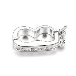 Платина Латунные микро проложить кубического циркония Twister застежками, платина, 15x8x3 мм