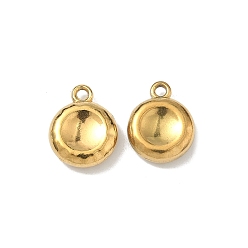 Настоящее золото 18K 304 прелести нержавеющей стали, плоско-круглые, реальный 18 k позолоченный, 12x9.5x3 мм, отверстие : 1.4 мм