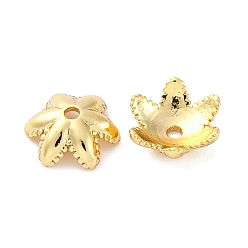 Настоящее золото 18K Шапочки и конусы для бусин, латунные, без кадмия, без никеля и без свинца, цветок, реальный 18 k позолоченный, 7.5x2.5 мм, отверстие : 1 мм