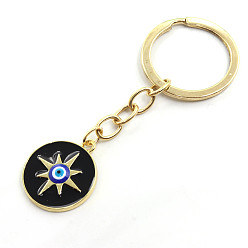 Солнце Сплав брелок, плоский круглый сглаз, чёрные, солнце, 8 см