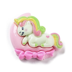 Bowknot Непрозрачная смола и пластиковые кабошоны, единорог, бантом, 22x26.5x8.5 мм