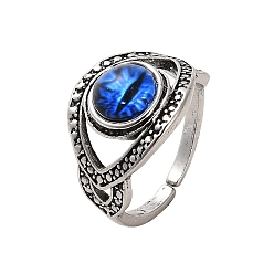 Синий Открытые манжетные кольца из сплава, форма глаз для мужчин, синие, размер США 8 (18.1 мм)