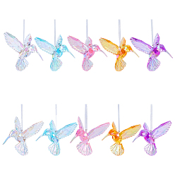 Mixed Color 10Pcs 5 Colors Acrylic Pendant Decorations, Bird, Mixed Color, 155mm, 2pcs/color