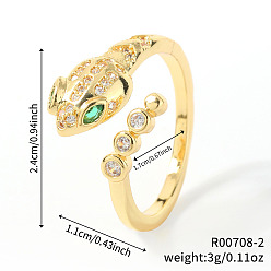 Золотой Манжеты из латуни с микро паве кубический цирконий для женщин, змея, золотые, 24x11 мм, внутренний диаметр: 17 мм