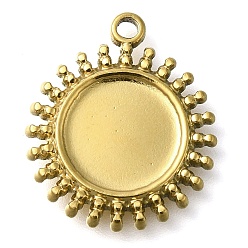 Настоящее золото 18K Ионное покрытие (ip) 304 подвеска из нержавеющей стали с кабошоном, солнце, реальный 18 k позолоченный, лоток : 10 мм, 19.5x17x2 мм, отверстие : 1.4 мм