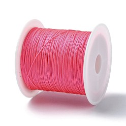 Ярко-Розовый Нейлоновый шнур с китайским узлом, нейлоновый шнур для изготовления украшений, ярко-розовый, 0.4 мм, около 28~30 м / рулон