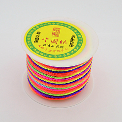 Разноцветный Полиэстеровые шнуры, круглая строка , красочный, 2 мм, около 54.68 ярдов (50 м) / рулон