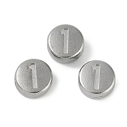 Нержавеющая Сталь Цвет Антикоррозийные 304 шарики из нержавеющей стали, плоские круглые с номером 1, цвет нержавеющей стали, 7x3.8 мм, отверстие : 1.8 мм