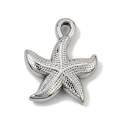 Stainless Steel Color 304 Stainless Steel Pendants, Starfish Charms, Stainless Steel Color, 21.5x17.5x4mm, Hole: 2.5mm