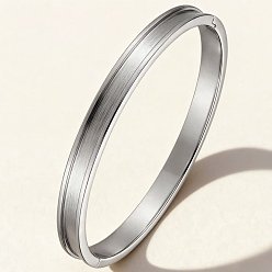 Stainless Steel Color 304 Stainless Steel Grooved Cuff Bangles, Hinged Bangles, DIY Leather Inlay Bangles, Stainless Steel Color, Inner Diameter: 2.36 inch(6cm)