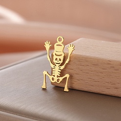 Настоящее золото 18K Шкентели нержавеющей стали, скелет, реальный 18 k позолоченный, 28x13 мм