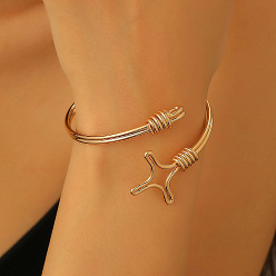 Звезда Браслеты-манжеты из сплава для женщин, золотые, звезда, внутренний диаметр: 2-1/4 дюйм (5.8 см)