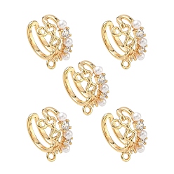 Real 18K Gold Plated SHEGRACE Brass Cuff Earring Findings, with ABS Plastic, Nickel Free, Real 18K Gold Plated, 13.5x15x8.5mm, Hole: 1.4mm