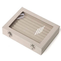 Бежевый Бархатные кольца ювелирные изделия ddisplay box, прямоугольные, бежевые, 20x15x4.5 см