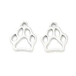 Paw Print Сплавочные подвески тибетского стиля, брелоки из серии "Собаки", античное серебро, отпечаток лапы, 19.5x16.5x1.5 мм, отверстие : 2 мм