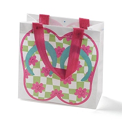 Светло-Вишневый Летние пляжные шлепанцы с принтом, многоразовые складные подарочные пакеты из нетканого материала с ручкой, портативная водонепроницаемая сумка для покупок для упаковки подарков, прямоугольные, светло-вишневый, 9x19.8x20.5 см, складка: 24.8x19.8x0.1 см