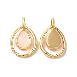 Золотой Латунные подвески, с оболочкой, слезинки, золотые, 21x13x3~5 мм, отверстие : 3.4x2.7 мм