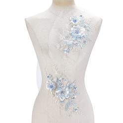 Алиса Синий 2 шт. Компьютеризированная вышивка на ткани утюгом / пришивание заплат, аксессуары для костюма, аппликация, цветок, Алиса Блю, 285x145x6 мм