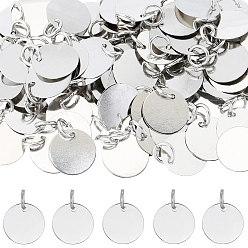 Платина 120 латунные подвески шт., плоско-круглые, с целью перехода в кольце, платина, 12x0.2 мм