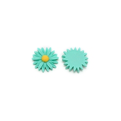 Spring Green Opaque Resin Cabochons, Sunflower, Spring Green, 25x6.5mm