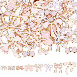 Pink 80 шт 8 стили подвески из сплава эмали, бантом, розовые, 8.5~26.5x12~26x1~3.8 мм, отверстие : 1.4~2 мм, 10 шт / стиль