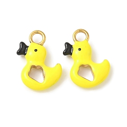 Желтый 304 нержавеющей стальной эмали подвески, ионное покрытие (ip), прелести утки, золотые, желтые, 19x14x4 мм, отверстие : 3 мм