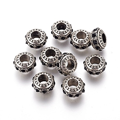 Реактивный Самолет Сплавочные европейские бусины, со стразами, бусины с большим отверстием, рондель, античное серебро, струя, 13x7 мм, отверстие : 5 мм