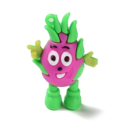 Питайи Пластиковые большие подвески из пвх, фруктовый стиль, питайи, 59x41x25 мм, отверстие : 3.5 мм