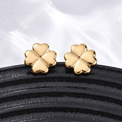 Настоящее золото 18K 304 из нержавеющей стали серьги, клевер, ионное покрытие (ip), реальный 18 k позолоченный, 10.5x10.5 мм