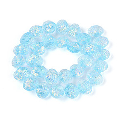 Светло-Голубой Нити из фольги в технике лэмпворк, формы раковины, Небесно-голубой, 12.5~14x16~17x10~11 мм, отверстие : 1.2~1.4 мм, около 29~30 шт / нитка, 14.37~15.55'' (36.5~39.5 см)