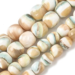 Floral White Natural Seashell Shell Beads Strands, Dyed, Smooth Round, Floral White, 7.5~8mm, Hole: 0.8mm, about 48pcs/strand, 14.57''(37cm)