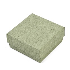 Темный Морско-зеленый Витрины для ювелирных изделий из бумаги, футляры для хранения колец, серег, ожерелий, браслетов, с губкой, квадратный, темно-зеленый, 9.2x9.2x3 см