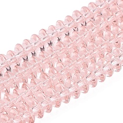 Pink Прозрачные стеклянные бусины, рондель, розовые, 6x3 мм, отверстие : 0.9~1 мм, около 121~130 шт / нитка, 14.57~15.35 дюйм (37~39 см)
