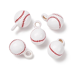 White Alloy Enamel Pendants, Baseball Charms, White, 17x11x11.5mm, Hole: 3mm
