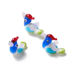 Синий Бусины лэмпворк , мандаринка, синие, 28~29x11.5x17.5~19 мм, отверстие : 0.9~1.4 мм