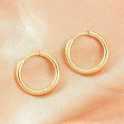 Real 18K Gold Plated Brass Huggie Hoop Earrings Earrings, Round, Rack Plating, Long-Lasting Plated, Cadmium Free & Lead Free, Real 18K Gold Plated, 16x2mm