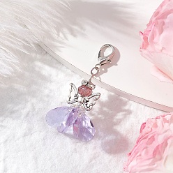 Лиловый Стеклянные подвески в виде ангела, с цинковым сплавом застежками омаров коготь, сирень, 52 мм