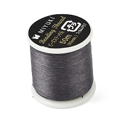 Gray MIYUKI Nylon Beading Thread for Seed Beads, Flat, Gray, 0.15x0.1mm, about 54.68 Yards(50m)/Roll