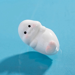Белый Миниатюрные украшения из смолы в виде морского льва, для садовых кукольных домиков, белые, 19x34 мм