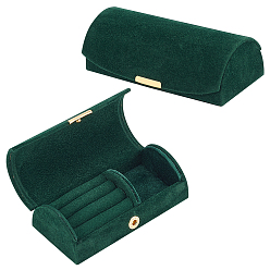Dark Green Velvet Jewelry Packaging Boxes, with Metal Clasps, for Rings, Small Watches, Necklaces, Earrings, Bracelet, Rectangle, Dark Green, 5.3x10.25x3.4cm