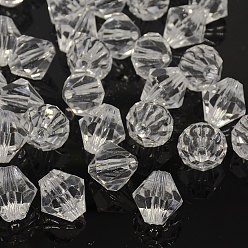 Clear Faceted Bicone Transparent Acrylic Beads, Dyed, Clear, 18mm, Hole: 2mm, about 150pcs/500g