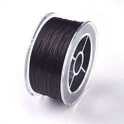 Negro Cuerda de cristal elástica plana, hilo de cuentas elástico, para hacer la pulsera elástica, piso, negro, 0.8 mm, aproximadamente 109.36 yardas (100 m) / rollo, 1 rollo / caja