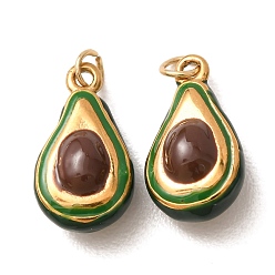 Avocado 304 colgantes de acero inoxidable, con esmalte verde, Amuletos de frutas, revestimiento de iones (ip), dorado, aguacate, 16.5x9.5x6.5 mm, agujero: 3 mm