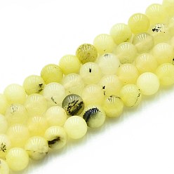Светло-хаки Природного кварца нитей бисера, окрашенные, круглые, имитация желтого опала, светлый хаки, 6~6.5 мм, отверстие : 0.9~1 мм, около 60~63 шт / нитка, 14.96~15.35 дюйм (38~39 см)