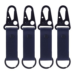Midnight Blue 4Pcs PU Leather Belt Keychains, Car Key Keychains, with Alloy Key Rings & Snap Clasps, Black, Midnight Blue, 115~130mm
