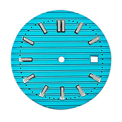 Dark Turquoise Luminous Glow in the Dark Brass Clock Face Dial, Flat Round, Dark Turquoise, 30.8mm