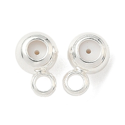 Посеребрённый Поручни из латунной трубки, с резиновой заглушкой, круглые, стойки покрытие, без никеля , 925 серебро покрытием, 7.5x5x4 мм, отверстие : 1.8 мм