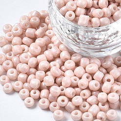 PeachPuff 6/0 Glass Seed Beads, Baking Paint, Round Hole, Round, PeachPuff, 4~5x3~5mm, Hole: 1.2~1.5mm, about 4500pcs/Pound