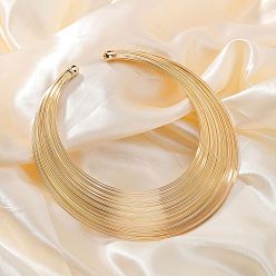 Золотой Крутые хип-хоп ожерелья-чокеры из многослойной железной проволоки для женщин, золотые, внутренний диаметр: 4.37 дюйм (11.1 см)